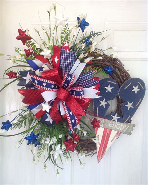 Patriotic Wreath Old Glory Wreath Memorial Day Wreath July Etsy