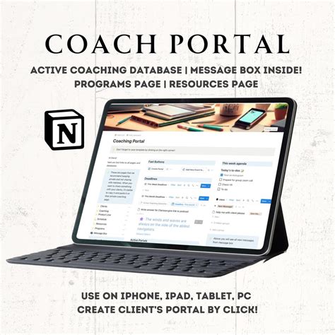 Coaching Portal Notion Template Coaching Client Portal Notion Crm