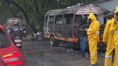 Mumbai Narrow Escape For Passengers As Best Bus Catches Fire In