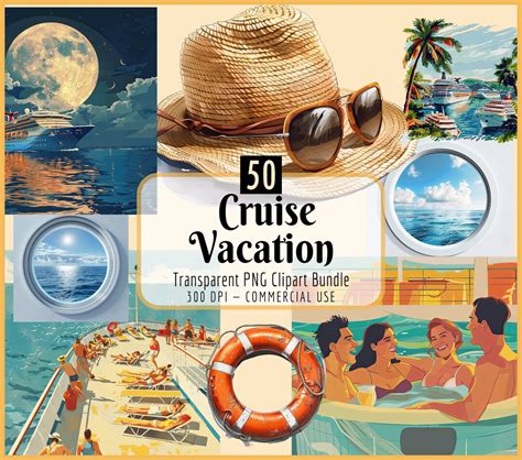 Cruise Vacation Clipart Bundle I Watercolor Ocean Travel, Cruise Ships ...