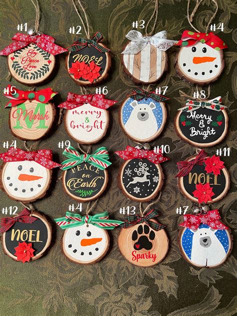 Wood Slice Ornaments Christmas Ornaments Holiday Custom Etsy