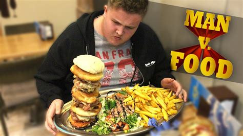 Man Vs Food Challenge Triple Olas Burger Youtube