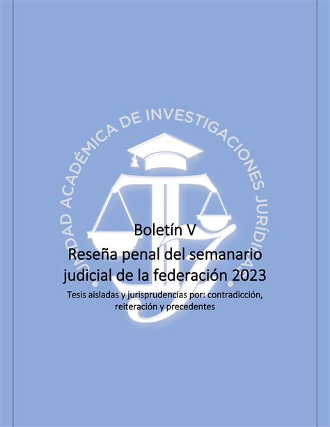 Boletín V Reseña Penal Del Semanario Judicial De La Federación 2023 By