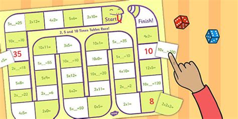 Self Checking 2 5 And 10 Times Tables Board Game Board Game