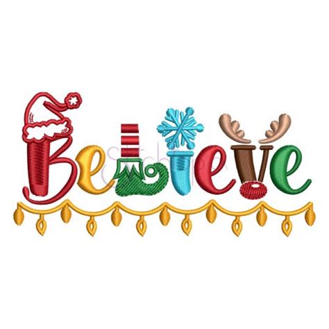 Believe Christmas Embroidery Design - Stitchtopia