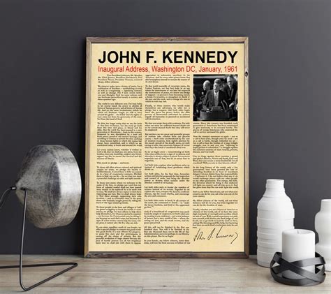 JFK Quote JFK Inauguration Speech 1961 Presidential Speech by | Etsy