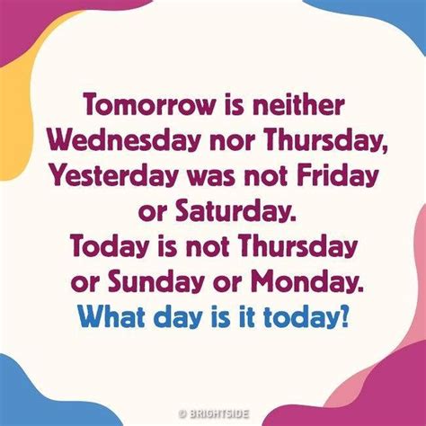 Tomorrow Is Neither Wednesday Nor Thursday Yesterday Was Not Friday Or