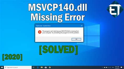 How To Fix MSVCP140 Dll Missing In Windows 10 8 7 2 Fixes 2020