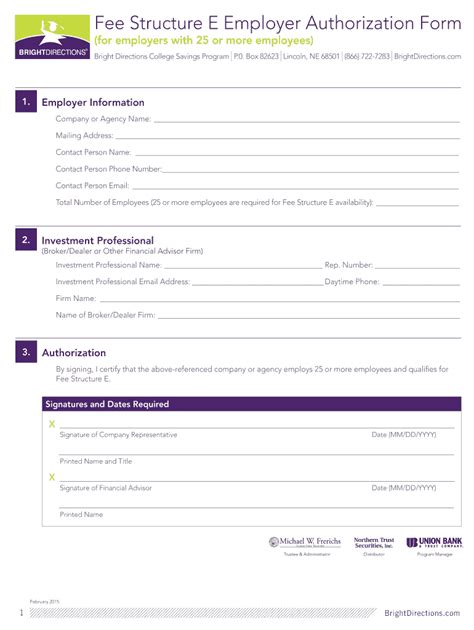 Fillable Online Fee Structure E Employer Authorization Form Fax Email