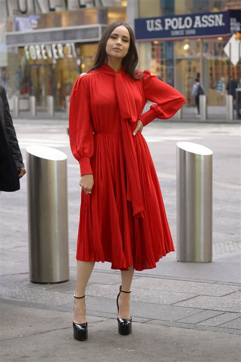 Sofia Carson Looks Amazing In A Red Dress While Visiting Today To