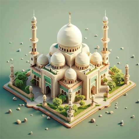 Premium Photo D Rendering Low Poly Mosque