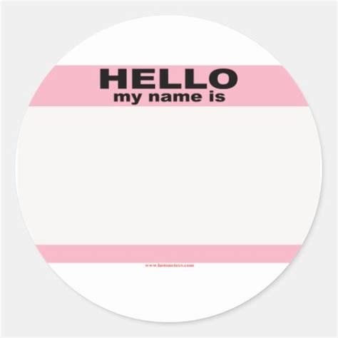 Hello My Name Is Blank Pink Copy Classic Round Sticker Zazzle