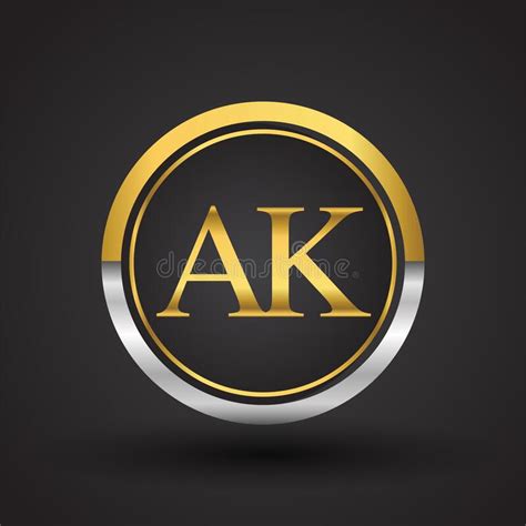 Logotipo De Letra Ak En Un C Rculo De Color Oro Y Plata Elementos De