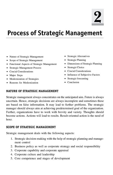 Process O Strategic Management 28 Business Policy And Strategic Management Nature Of Strategic