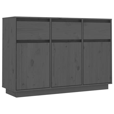 VidaXL Sideboard Grey 110x34x75 Cm Solid Wood Pine VidaXL Co Uk