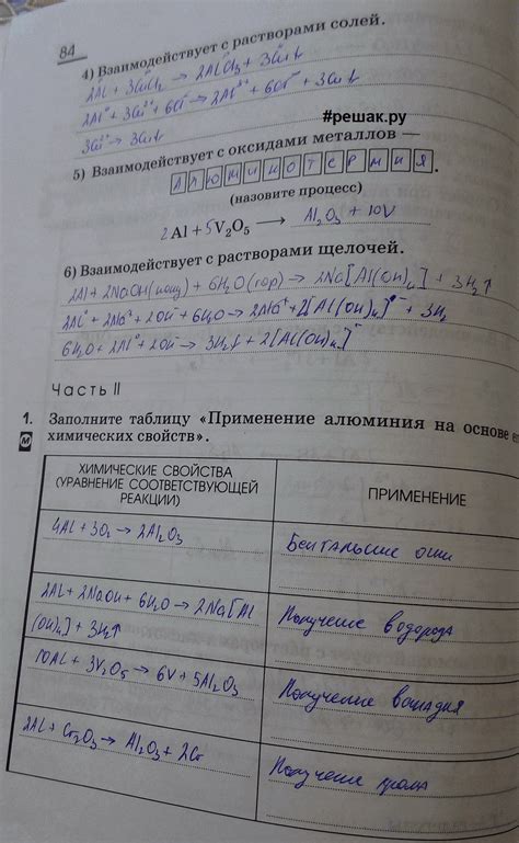 (Решено) Страница 84 ГДЗ Рабочая тетрадь Габриелян 9 класс по химии