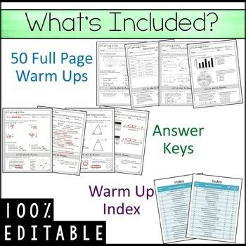 7th Grade Math Warm Ups Year Long Topic Based With Spiral Review