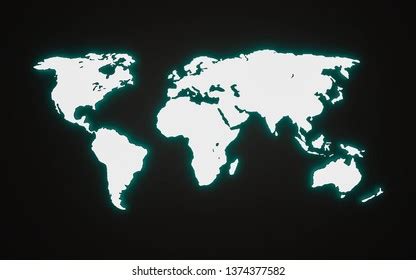 White World Map On Black Background Stock Illustration 1374377582