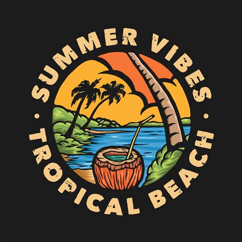 Vintage summer vibes tropical beach badge logo 7067913 Vector Art at ...