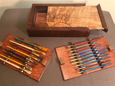 Paintbrush Storage Case Walnut And Spalted Maple Etsy