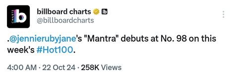Jennie BLACKPINK Perdana Masuk Chart Billboard Hot 100 Dengan Lagu Solo Mantra