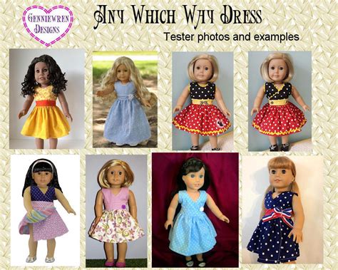 Genniewren Designs Any Which Way Dress Doll Clothes Pattern 18 Inch American Girl Dolls Pixie