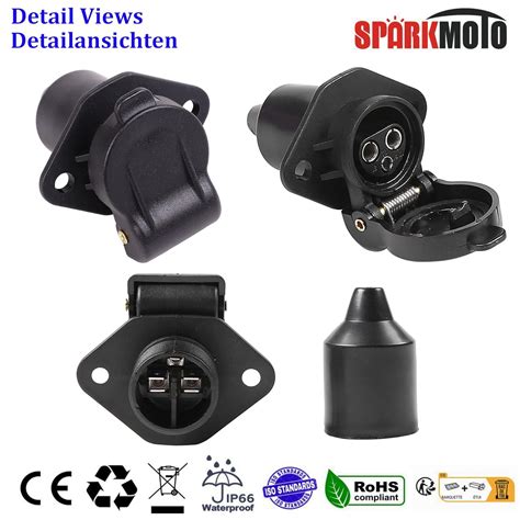 Buy SPARKMOTO 3 Pin Trailer Plug And 3 Pin Trailer Socket 12V