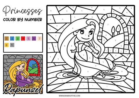 Disney Princess Color By Number Printables