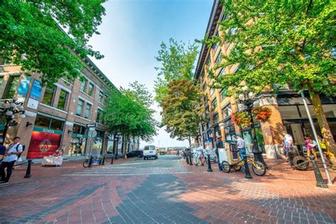 Vancouver Canada August 10 2017 Streets Of Gastown With Tourists