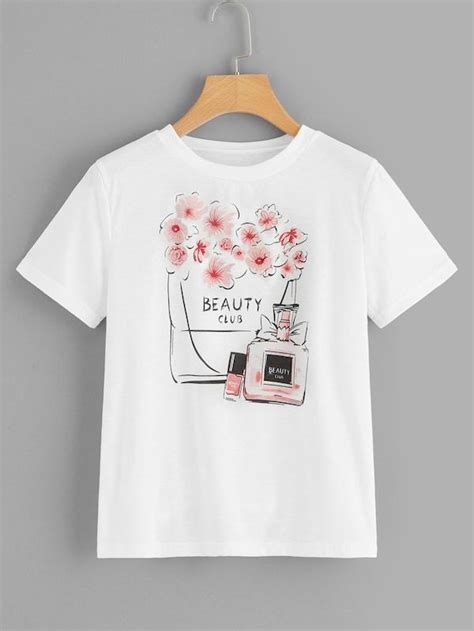 Camiseta Con Estampado De Perfume Y Letra Shein Es En 2019