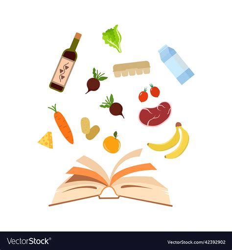 Recipe book and food falling Royalty Free Vector Image