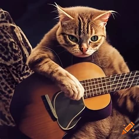 Cat Playing Guitar In A Music Performance On Craiyon