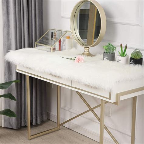 Namzi Solid Color Plush Table Runner Faux Sheepskin Decorative Shaggy