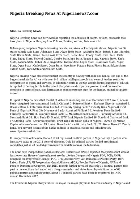 Nigeria Breaking News At Nigerianews7.com