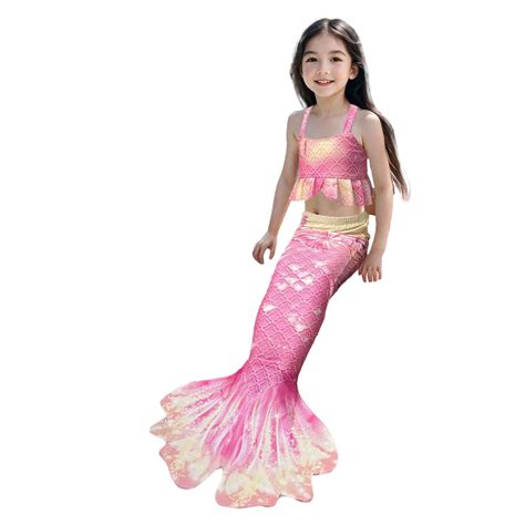 Kiijoy Big Girl S Piece Swimsuit Bikini Fish Tail Set Dress Up Beach Bathing Suits Walmart