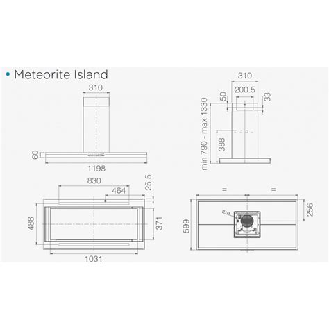 Cappa Ad Isola 120 X 60 Cm Acciaio Inox E Vetro Nero Elica METEORITE