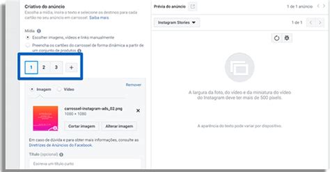Como fazer anúncios de carrossel no Stories