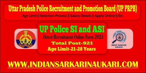 Up Police Sub Inspector Si And Asi Direct Recruitment 2024 Apply 921