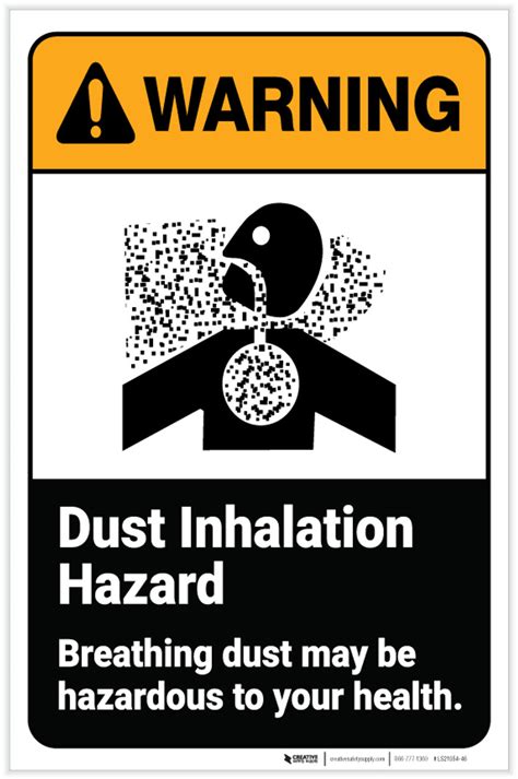 Warning Dust Inhalation Hazard Breathing May Be Dangerous Ansi