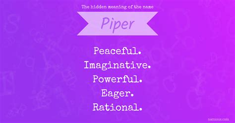 The hidden meaning of the name Piper | Namious