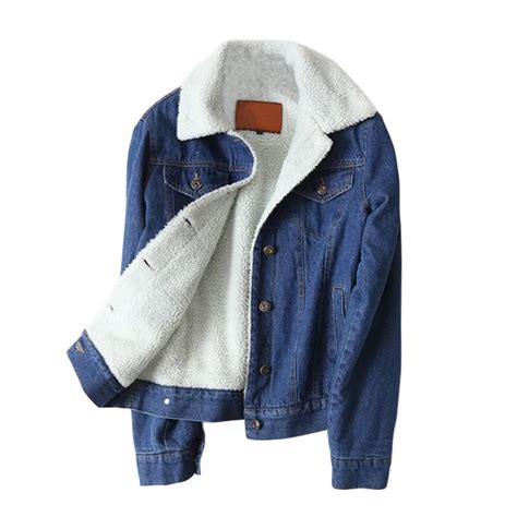 Women Lambswool Jean Coat With Long Sleeves Warm Jeans Coat