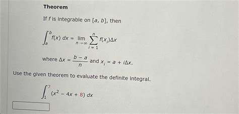 Solved Theoremif F Is Integrable On A B Chegg