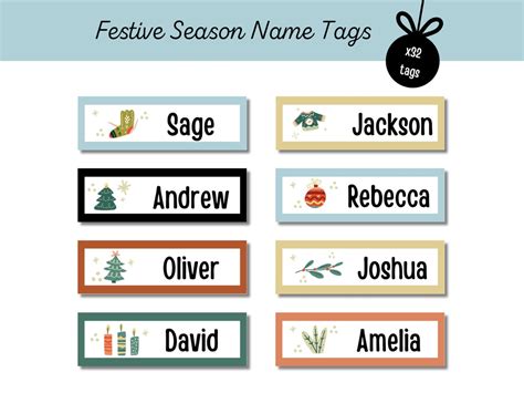 Printable Christmas Name Tags for Kids - Etsy