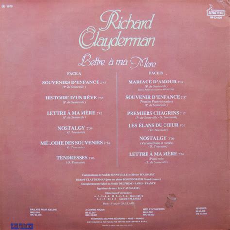 Richard Clayderman Lettre A Ma M Re Vinyl Lp Album Vinylheaven