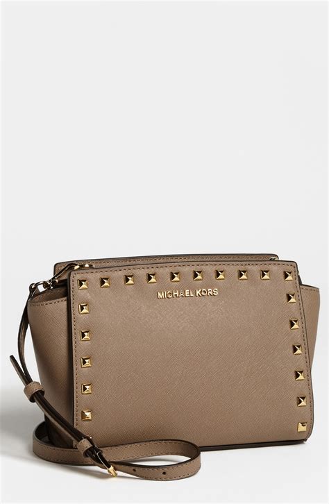 Michael Michael Kors Selma Stud Saffiano Leather Crossbody Bag In Gray