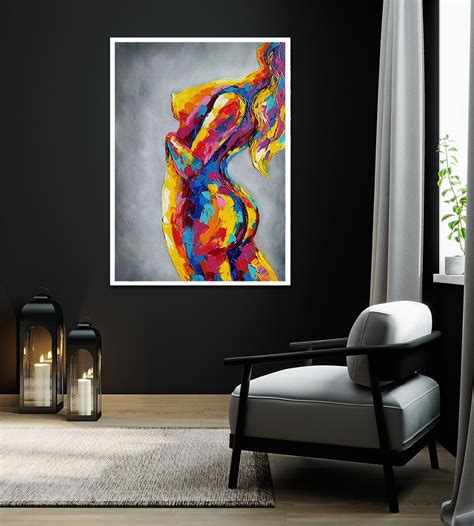 Colorful Nude Woman Canvas Nude Woman Poster Nude Woman Art Etsy