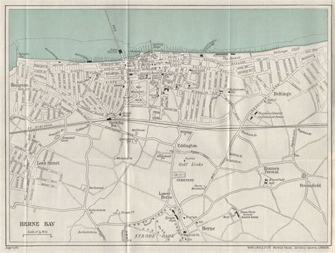 Herne Bay Vintage Tourist Town City Resort Plan Kent Ward Lock 1937