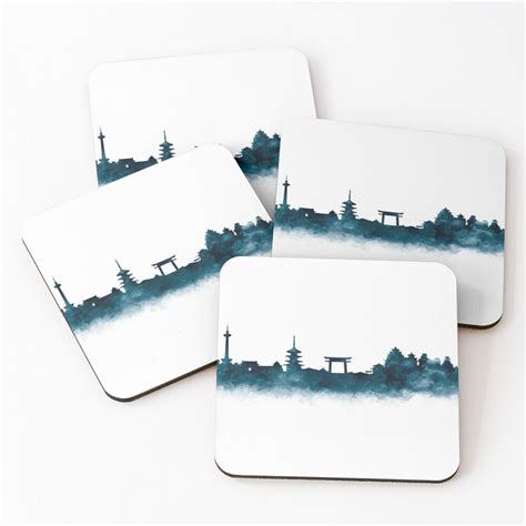 Kyoto Skyline Coasters Set Of 4 By MonnPrint Redbubble Masonite