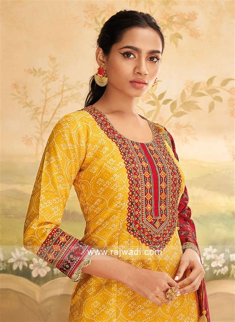 Shagufta Mustard Yellow Palazzo Suit In Silk