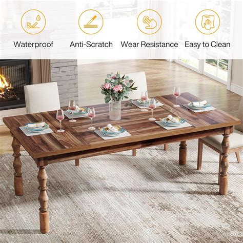 Tribesigns Wood Dining Table for 4-6 People, Farmhouse 62” Large ... 